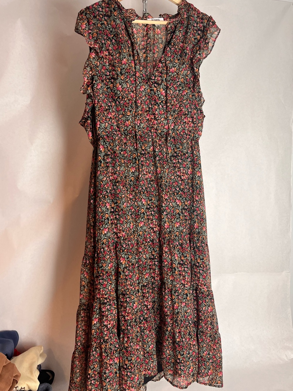 BB Dakota by Steve Madden Black Maxi Dress with Pink & Green Floral